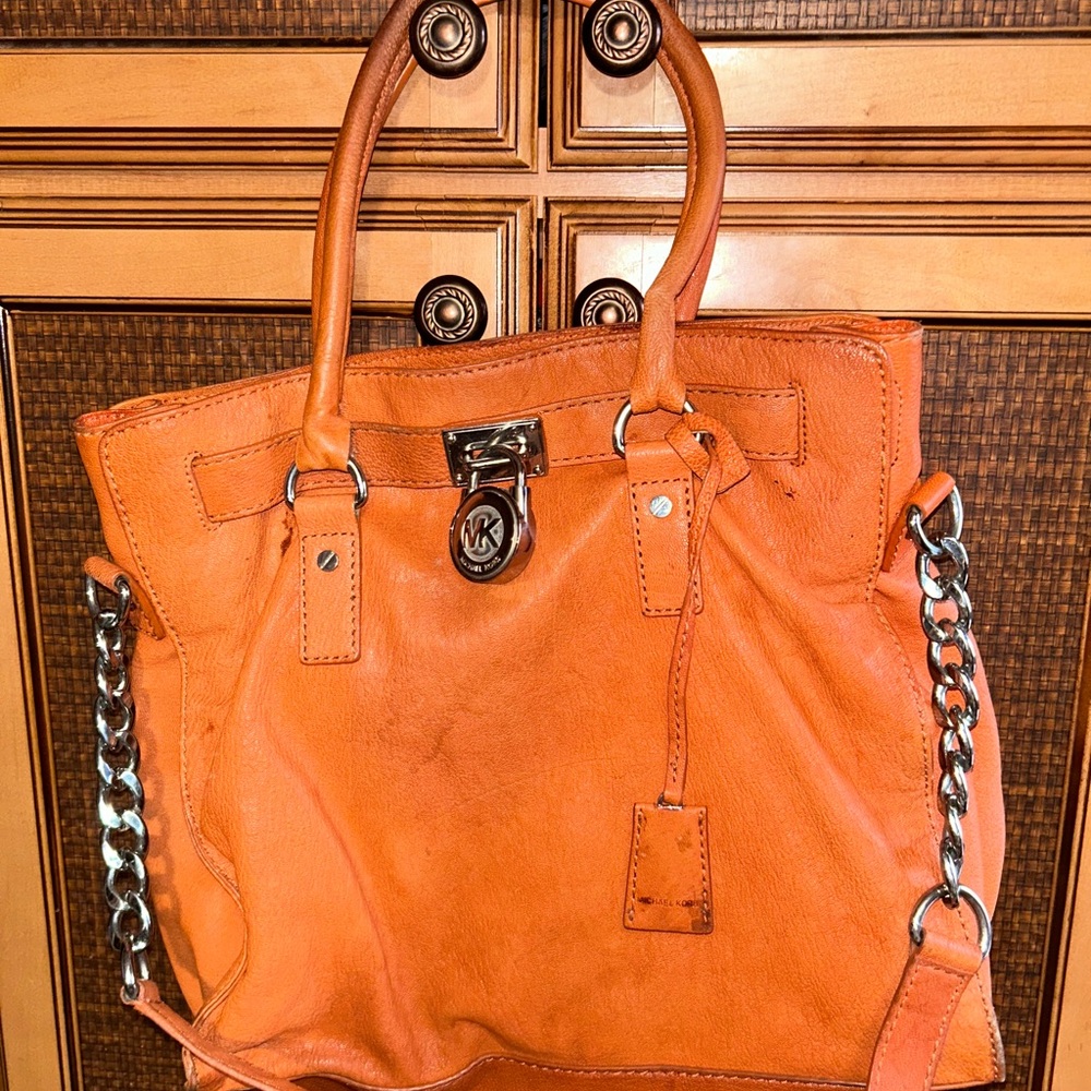 MICHAEL Michael Kors Orange Shoulder Bag with Silver Hardware